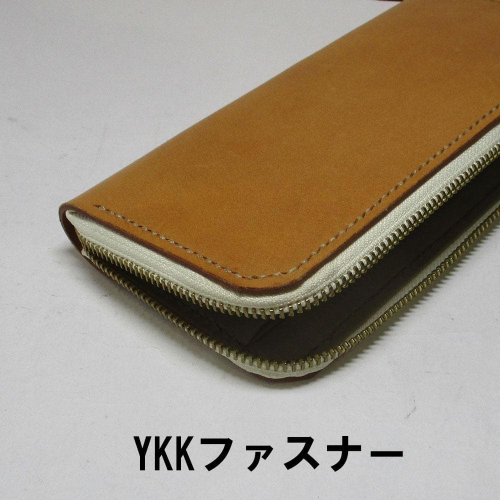 長く使える　珍カンガルー革×ヌメ革　本革ラウンドファスナー　長財布