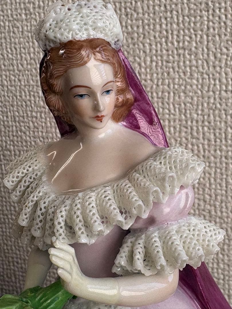 ドイツ製 レースドール Birgit Raasch陶器人形 花束 少女 20cm