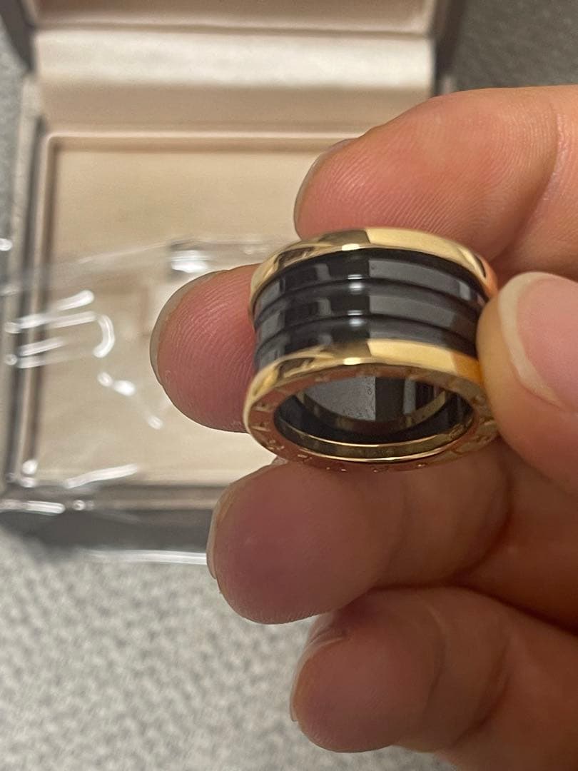 BVLGARI ゴールド ブラック ストライプ リング