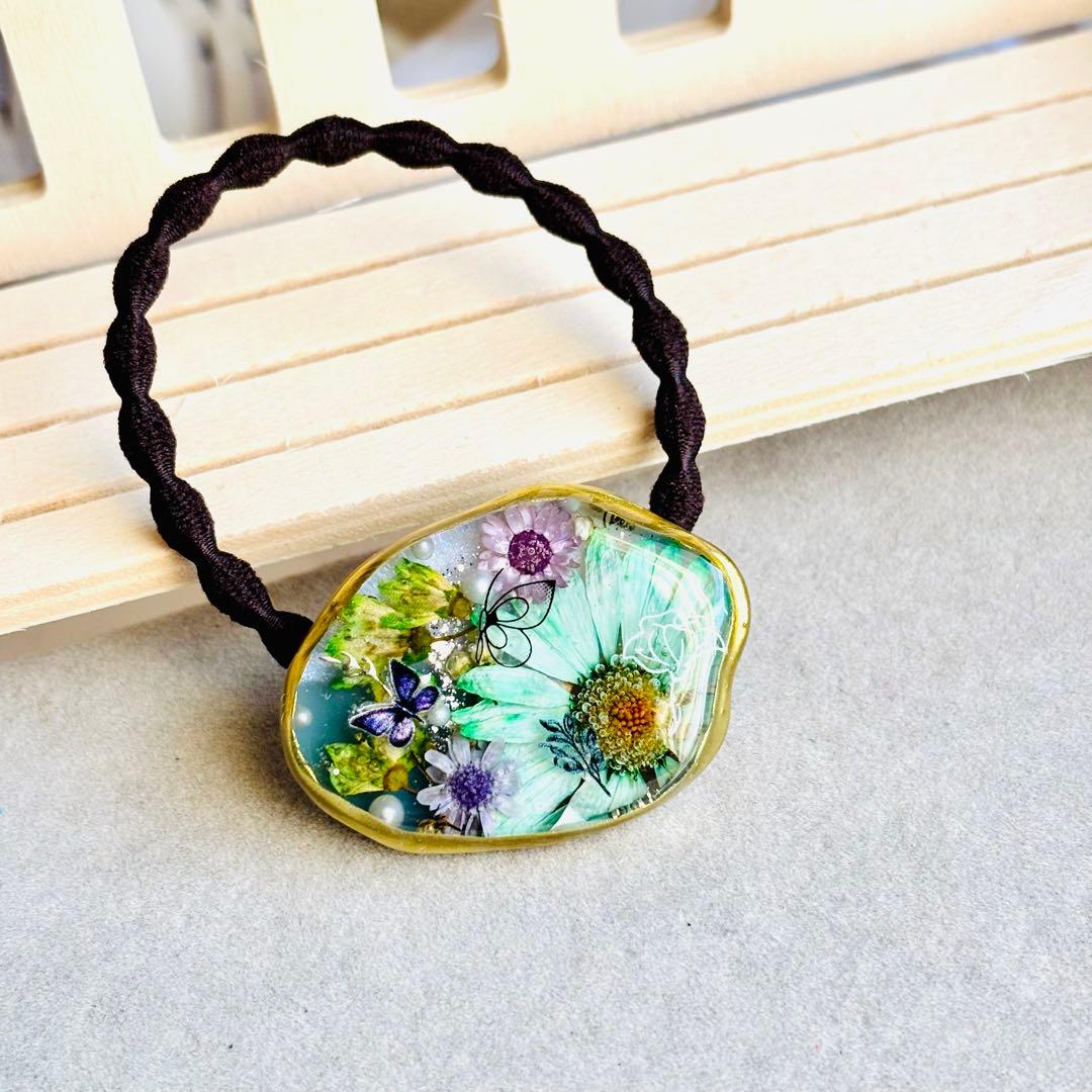 No.3149ドライフラワー♡陽花♡レジンヘアゴム