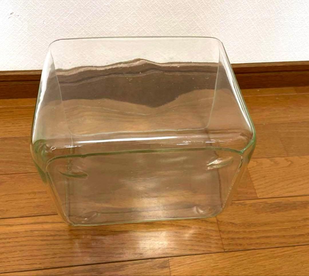 希少　大正　昭和　ゆらゆらレトロガラス鉢角型