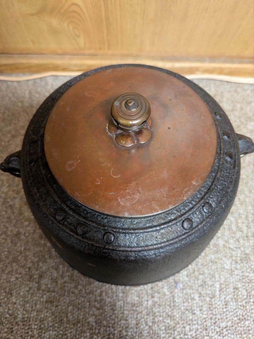 鋳鉄 茶釜 棗釜と風炉瓶掛(雲華)セット
