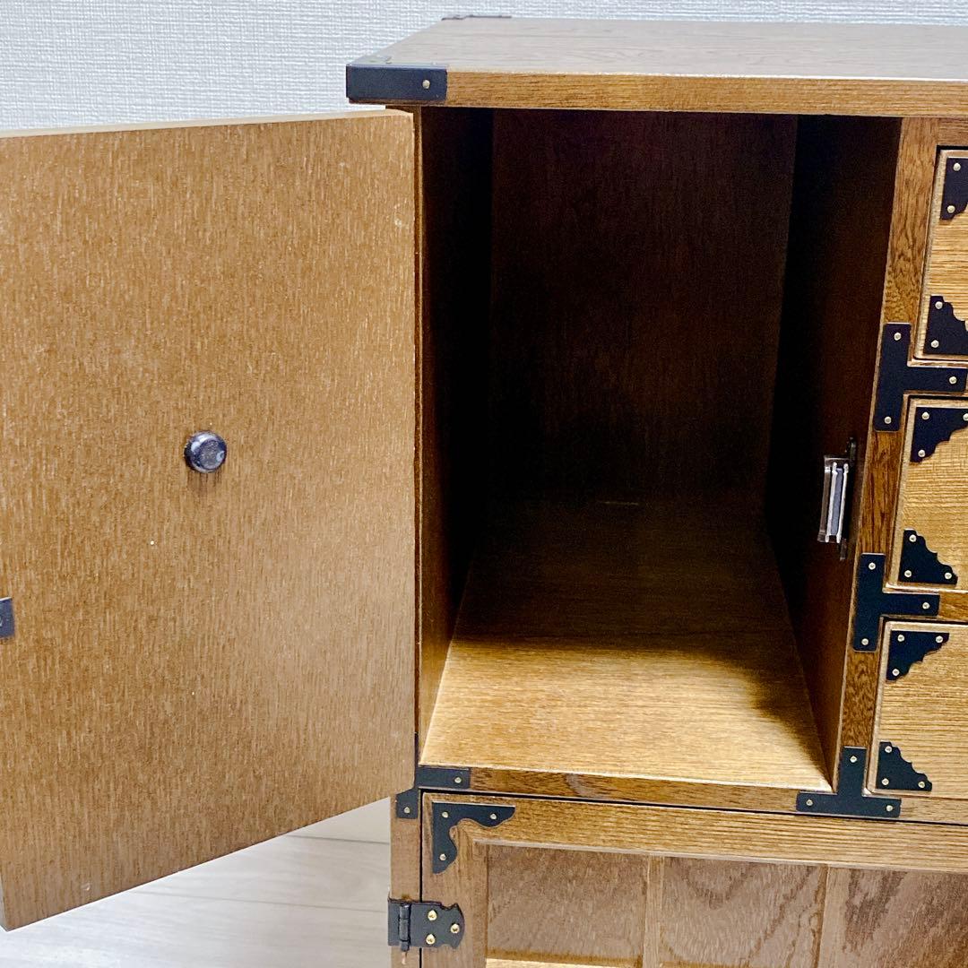 美品 鍵付き 民芸調 からくり箪笥 昭和レトロ 職人技 希少 天然木 小物入れ
