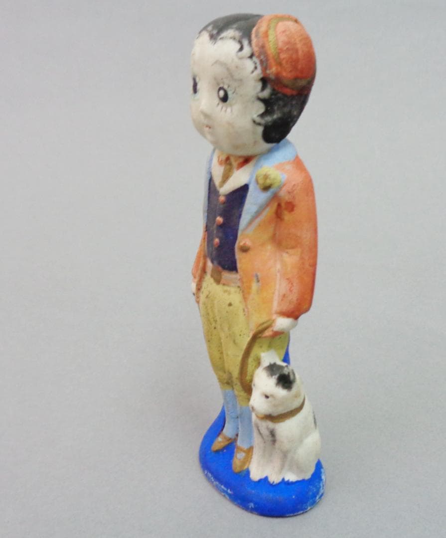 〖戦前Betty Boop〗珍品！犬とお散歩ベティちゃん陶磁器人形