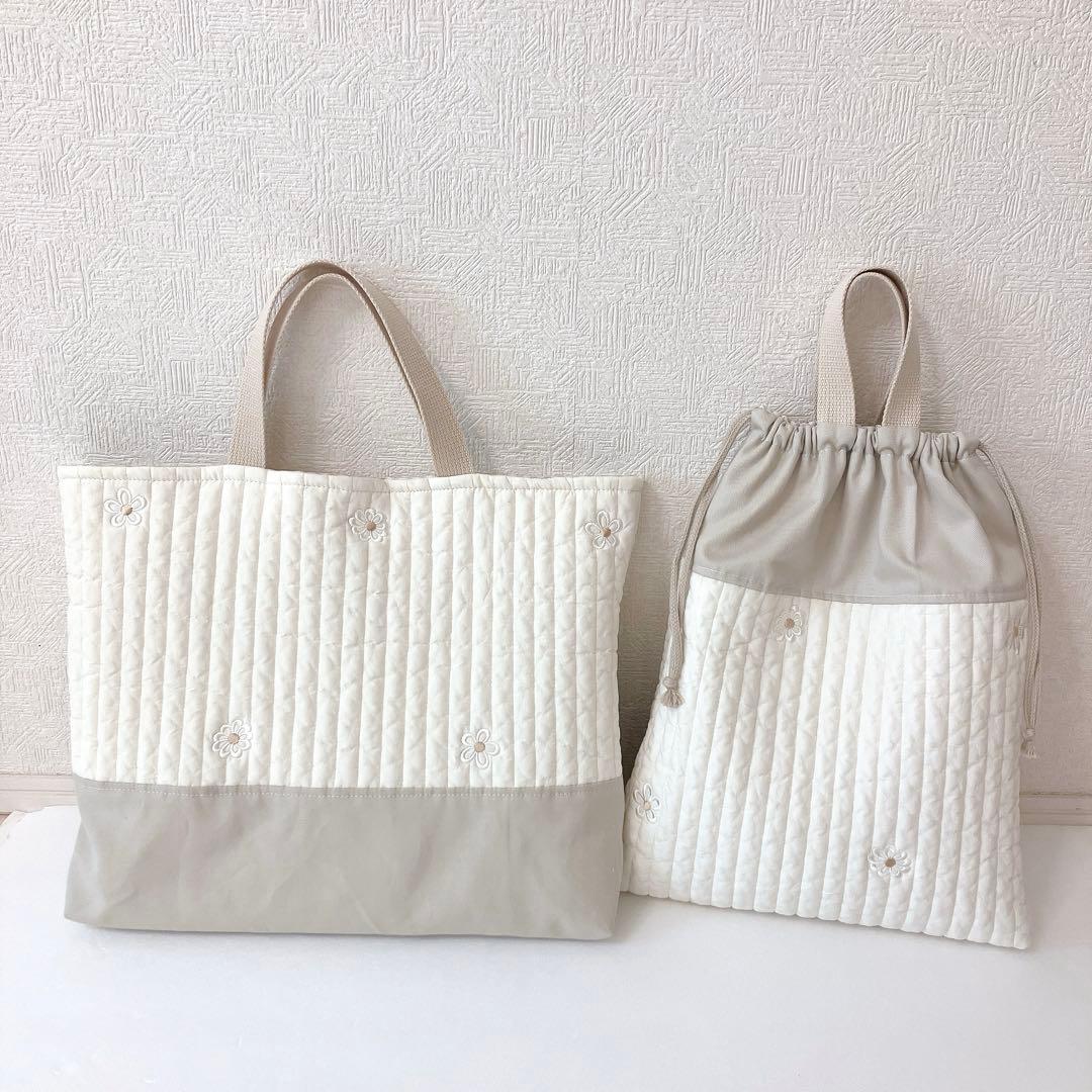 レッスンバッグ お着替え袋　ヌビ　デイジー刺繍