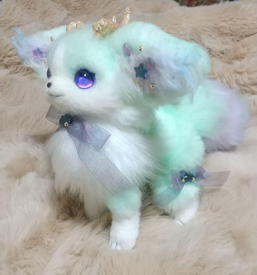 定価4万作家様ミントグリーンのふわふわフォックスぬいぐるみ