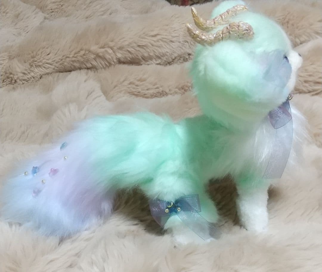 定価4万作家様ミントグリーンのふわふわフォックスぬいぐるみ