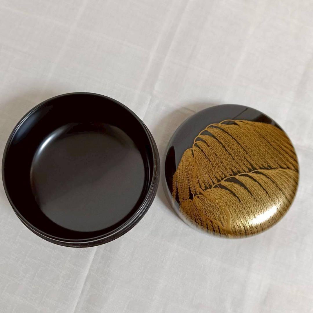 山中塗　大平棗　柳加賀蒔絵　共箱　橋爪庵
